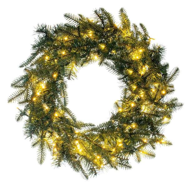 24" Green Georgian Fraser Wreath 150 Warm White Lights