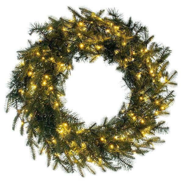 30" Green Georgian Fraser Fir Wreath 200 Warm White Lights