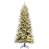 Vickerman 6.5' x 38" Artificial Frosted Glacier Pine 850 Warm White LED Lights