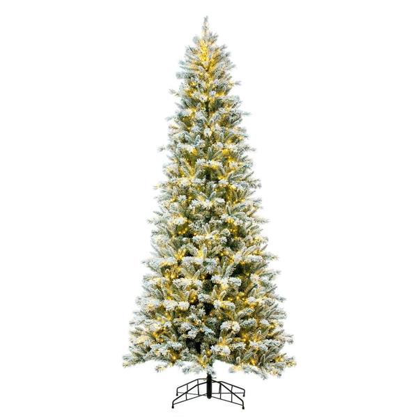 12' x 64" Artificial Frosted Glacier Pine 2400 Warm White LED Lights