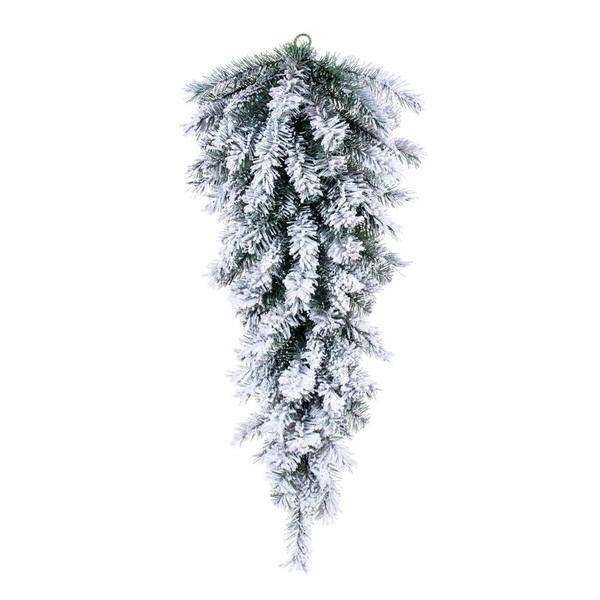 36" Artificial Frosted Glacier Pine Unlit Teardrop