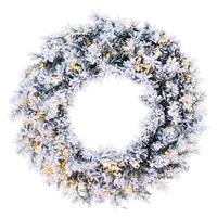 Vickerman 36" Green Frosted Georgian Fraser Fir Wreath 100 Warm White Lights Battery Operated