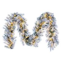 Vickerman 9' x 14" Artificial Frosted Glacier Pine 300 Warm White Lights Garland