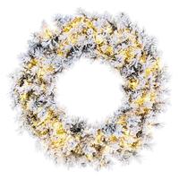 Vickerman 30" Artificial Frosted Glacier Wreath 3mm 200 Warm White Lights