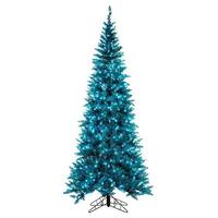 Vickerman 2' x 20" Slim Aqua Tinsel 50 Dura-Lit® Aqua LED Mini Lights 84 Tips Christmas Tree