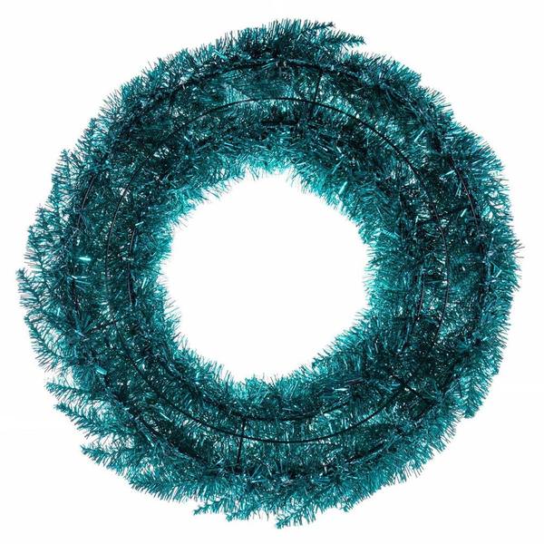 36" Aqua Tinsel Fir Wreath 320 Tips Unlit Fir