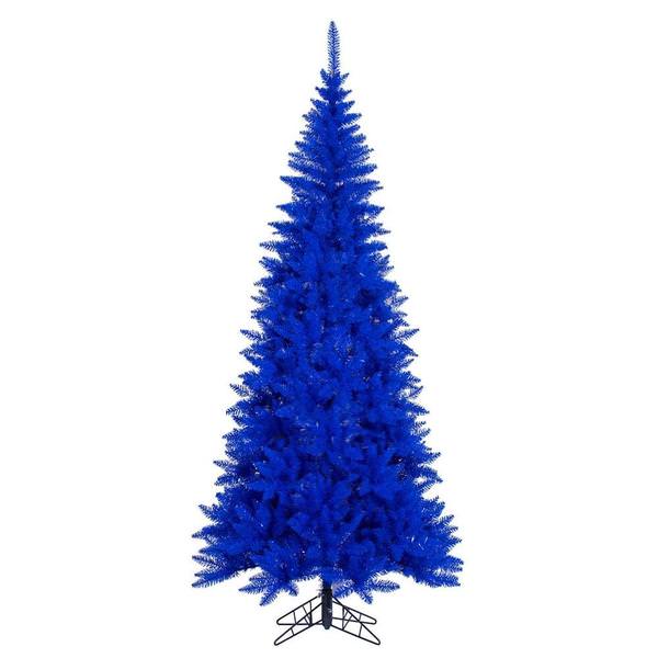 6.5' x 34" Slim Blue Tinsel 948 Tips Christmas Tree