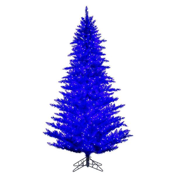 5.5' x 42" Blue Tinsel 794 Tips 400 Warm White LED Mini Lights Christmas Tree