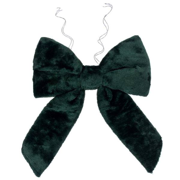 12" x 15" Dark Green Faux Fur Christmas Bow