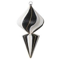 Vickerman 12" Black and White Finial Gold Line Ornament
