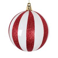 Vickerman 4" White/Red Glitter Ball Ornament (3 Pack)