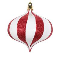 Vickerman 4" Red / White Glitter Onion Ornament (3 Pack)