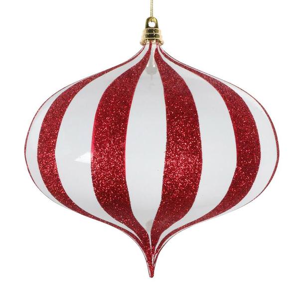 6.3" White / Red Glitter Onion Ornament (2 Pack)