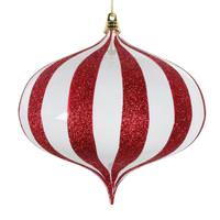 Vickerman 6.3" White / Red Glitter Onion Ornament (2 Pack)