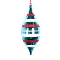 View 7" Turquoise / Red / White Shiny Glitter Drop Ornament