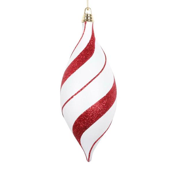 7" White/Red Glitter Shuttle Ornament (3 Pack)