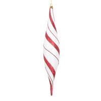 Vickerman 13" White / Red Glitter Oval Drop Ornament (2 Pack)