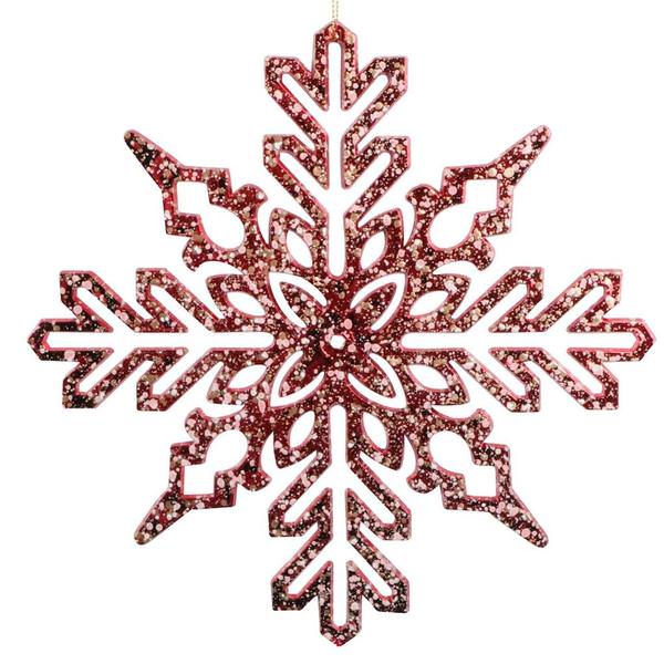 9" Red Shiny Snowflake Ornament (2 Pack)
