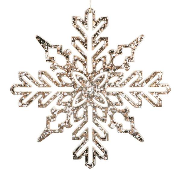 9" Champagne Shiny Snowflake Ornament (2 Pack)