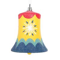 Vickerman 5.5" Yellow Hand-Painted Bell Ornament (3 Pack)