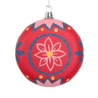 Vickerman 4" Red Hand-Painted Flat Round Ornament (3 Pack)