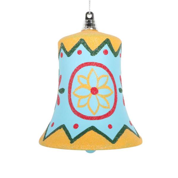 5.5" Light Blue Hand-Painted Bell Ornament (3 Pack)