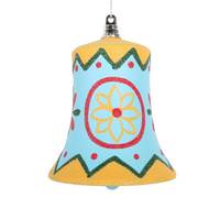 Vickerman 5.5" Light Blue Hand-Painted Bell Ornament (3 Pack)