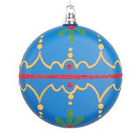 Vickerman 4" Blue Hand-Painted Flat Round Ornament (3 Pack)