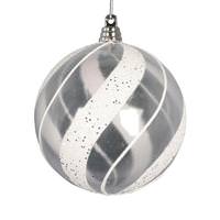 Vickerman 4" Clear White / Silver Glitter Ball Ornament (3 Pack)