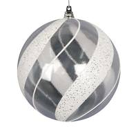 Vickerman 6" Clear Ball White / Silver Glitter Ornament (2 Pack)