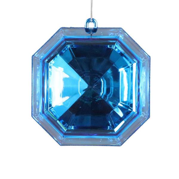 6" Blue Square Jewel Glitter Ornament Assortment (2 Pack)