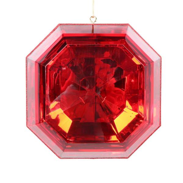 6" Red Square Jewel Glitter Ornament Assortment (2 Pack)