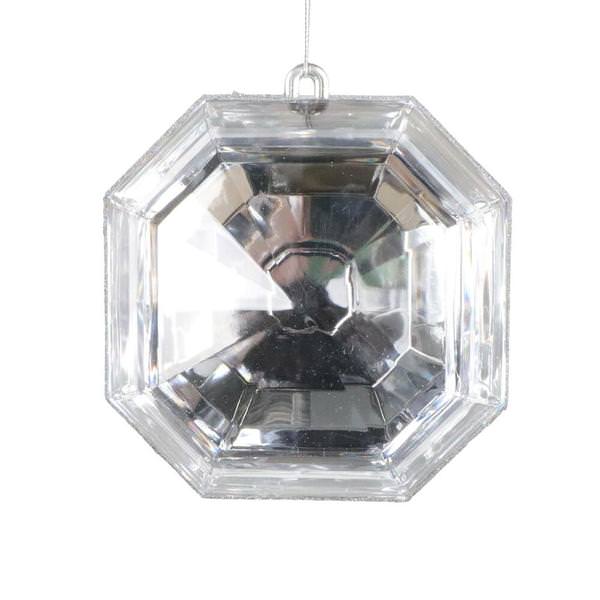 6" Silver Square Jewel Glitter Ornament Assortment (2 Pack)