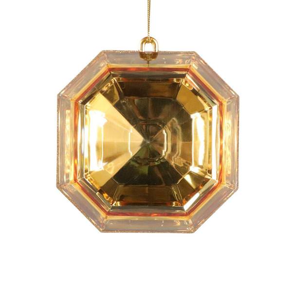 6" Gold Square Jewel Glitter Ornament Assortment (2 Pack)