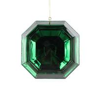 View 6" Dark Green Square Jewel Glitter Ornament Assortment (2 Pack)