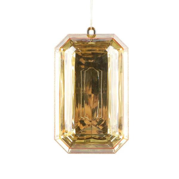 8" Champagne Rectangle Jewel Glitter Ornament Assortment (2 Pack)