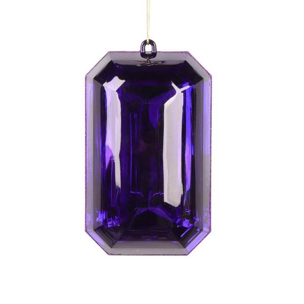 8" Purple Rectangle Jewel Glitter Ornament Assortment (2 Pack)