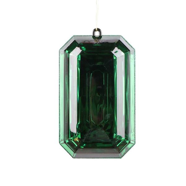 8" Dark Green Rectangle Jewel Glitter Ornament Assortment (2 Pack)