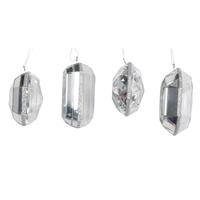 Vickerman 4"-5" Silver Jewel Glitter Ornament Assortment (4 Pack)