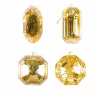 Vickerman 4"-5" Gold Jewel Glitter Ornament Assortment (4 Pack)