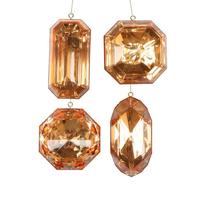Vickerman 4"-5" Orange Jewel Glitter Ornament Assortment (4 Pack)