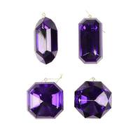 Vickerman 4"-5" Purple Jewel Glitter Ornament Assortment (4 Pack)