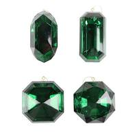 Vickerman 4"-5" Dark Green Jewel Glitter Ornament Assortment (4 Pack)