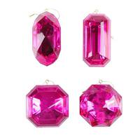 Vickerman 4"-5" Pink Jewel Glitter Ornament Assortment (4 Pack)