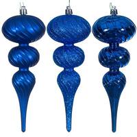 Vickerman 8" Blue Swirl Finial Ornament Assortment (6 Pack)