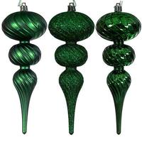 Vickerman 8" Green Swirl Finial Ornament Assortment (6 Pack)