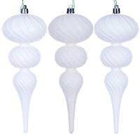 Vickerman 8" White Swirl Finial Ornament Assortment (6 Pack)