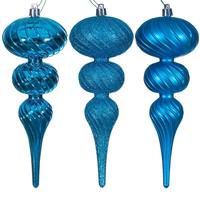 Vickerman 8" Turquoise Swirl Finial Ornament Assortment (6 Pack)