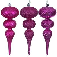 Vickerman 8" Hot Pink Swirl Finial Ornament Assortment (6 Pack)