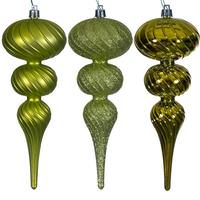 Vickerman 8" Lime Swirl Finial Ornament Assortment (6 Pack)